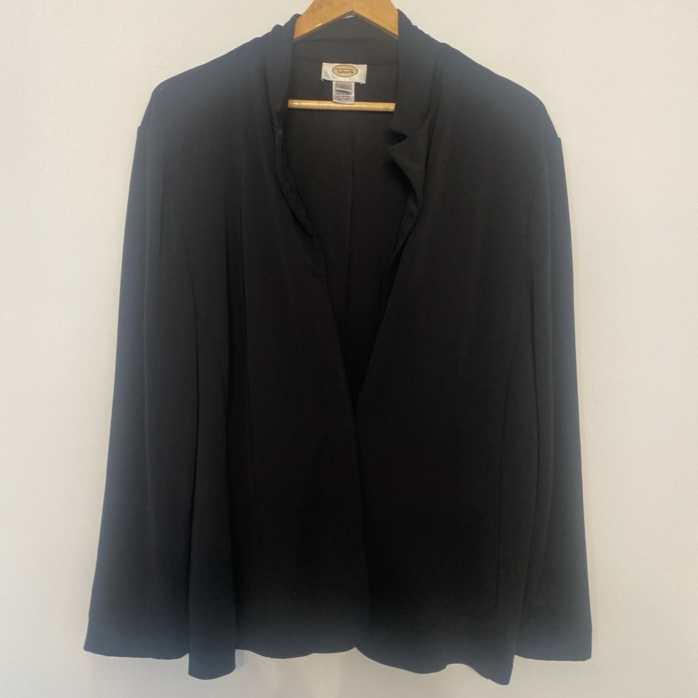 Talbots Black 2 button cardigan jacket  V-neck womens XL Poly Rayon Spandex Suit